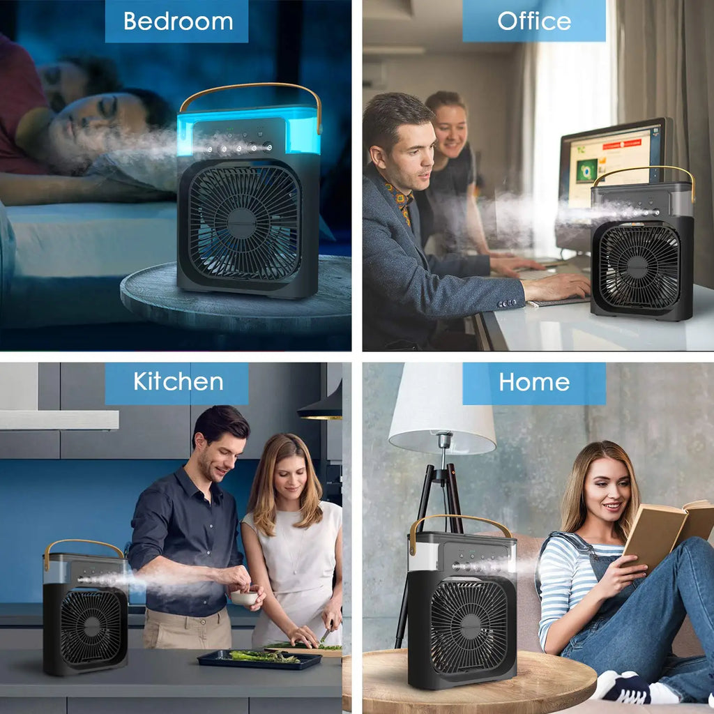 3 In 1 Fan Air Conditioners Portable USB Electric Fan LED Night Light