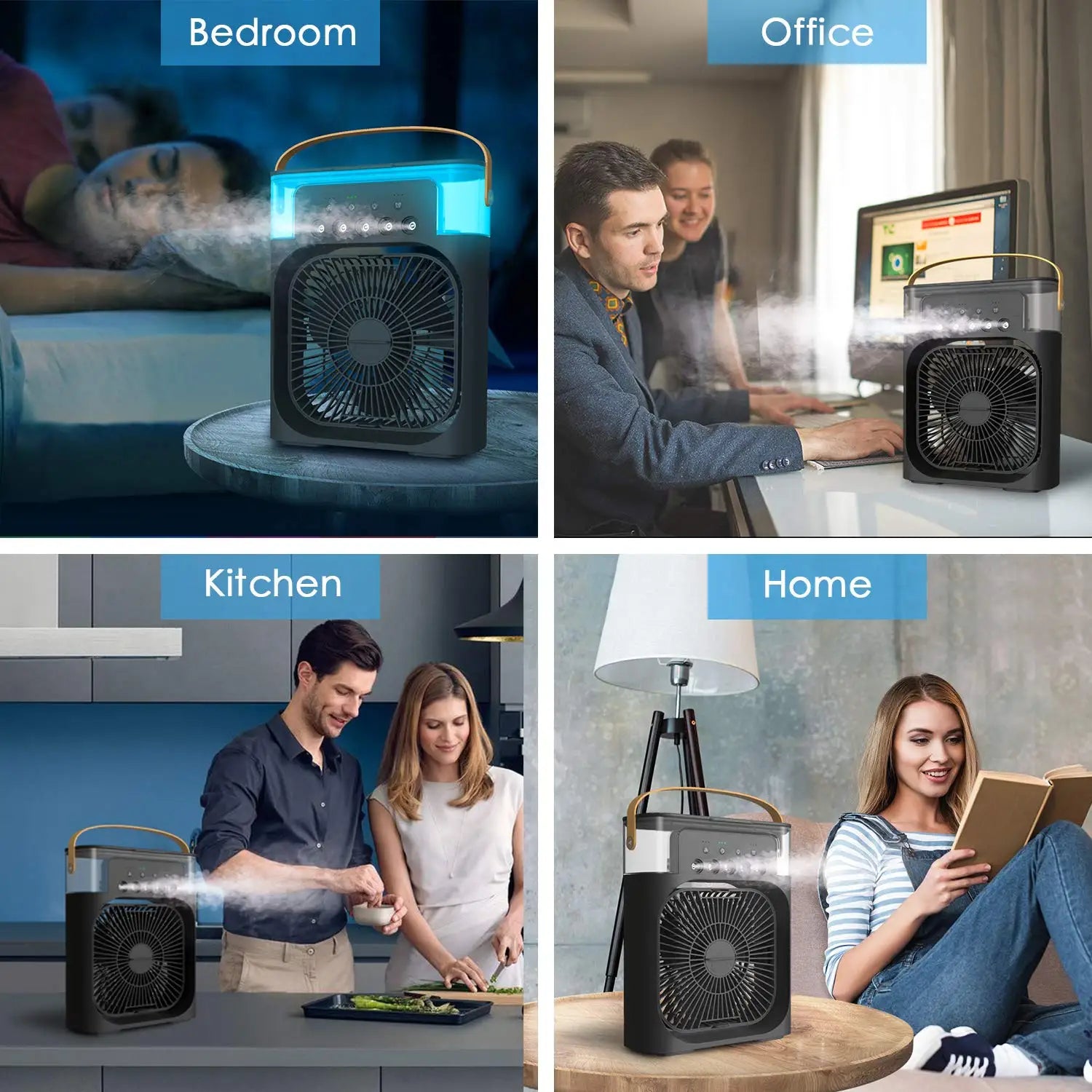 3 In 1 Fan Air Conditioners Portable USB Electric Fan LED Night Light