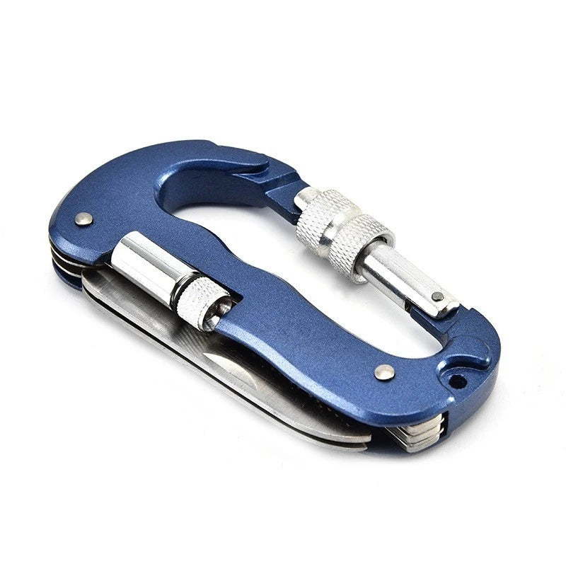 Outdoor Climbing Carabiner With LED Light - Aluminum Alloy D-Shaped Spring Lock Hook, Multi-Functional Combo Tool With Knife